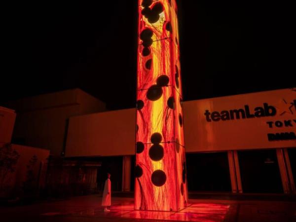 teamLab Planets Tokyo "جهان ذرات آتش در حال سقوط از آسمان"