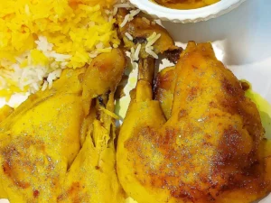 طرز تهیه چلو مرغ زعفرانی