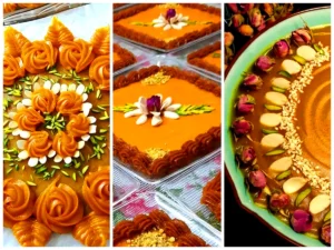 دیزاین حلوا با انواع مغزها