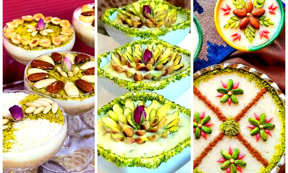 تزیین دسر با شیر مجلسی